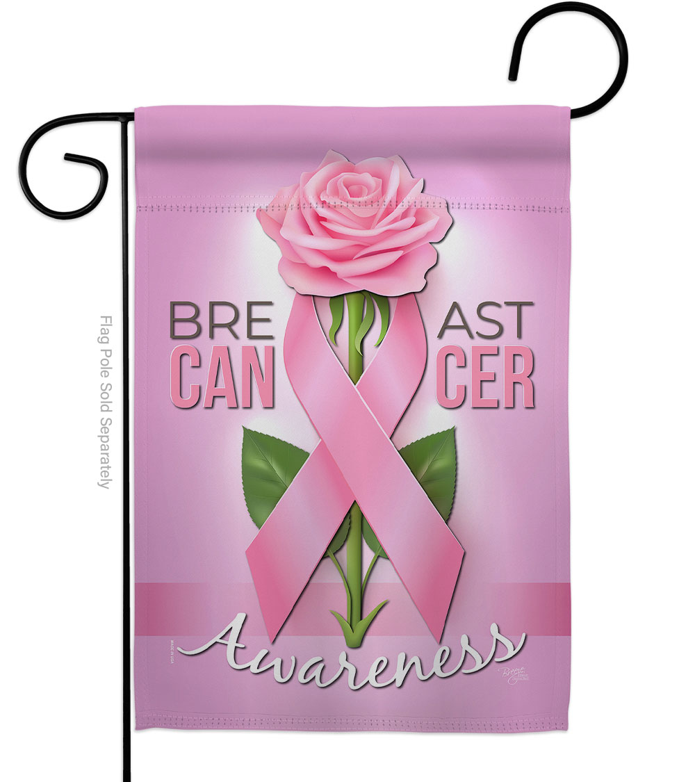 Breast Cancer Garden Flag Support Awareness 13 x 18.5 in. Double-Sided Decorative Vertical Flags for House Decoration Banner Yard Gift