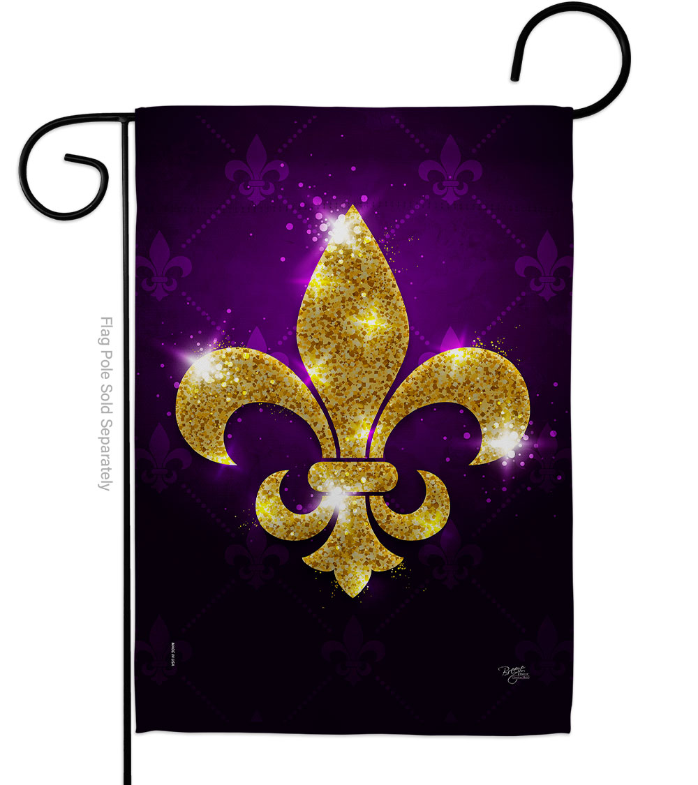 Glowing Fleur de lis Garden Flag Spring Mardi Gras 13 x 18.5 in. Double-Sided Decorative Vertical Flags for House Decoration Banner Yard Gift