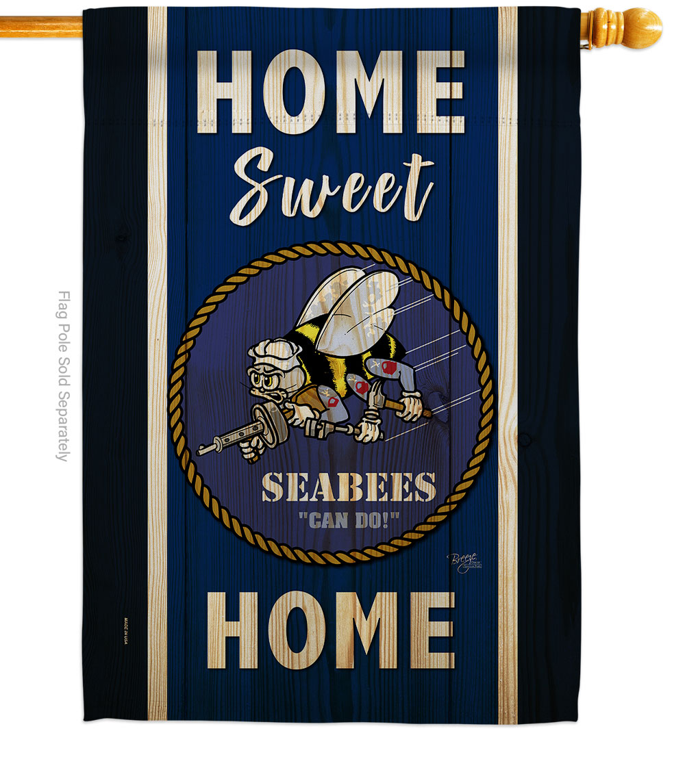 H108446-BO Home Sweet Seabees House Flag Armed Forces Navy 28 x 40 in. Double-Sided Decorative Vertical Flags for Decoration Banner Garden Yard Gift
