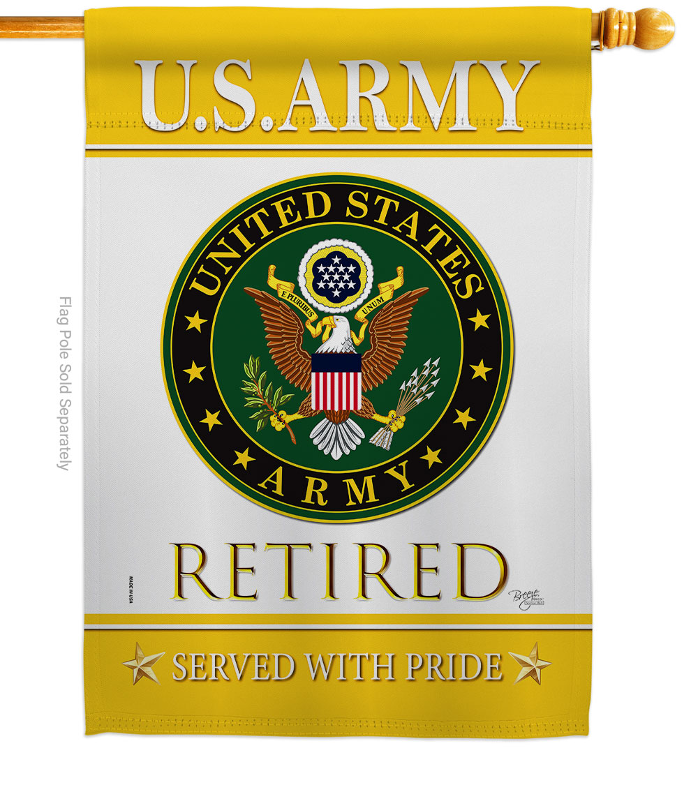 US Army Retired House Flag Armed Forces 28 x 40 in. Double-Sided Decorative Vertical Flags for Decoration Banner Garden Yard Gift