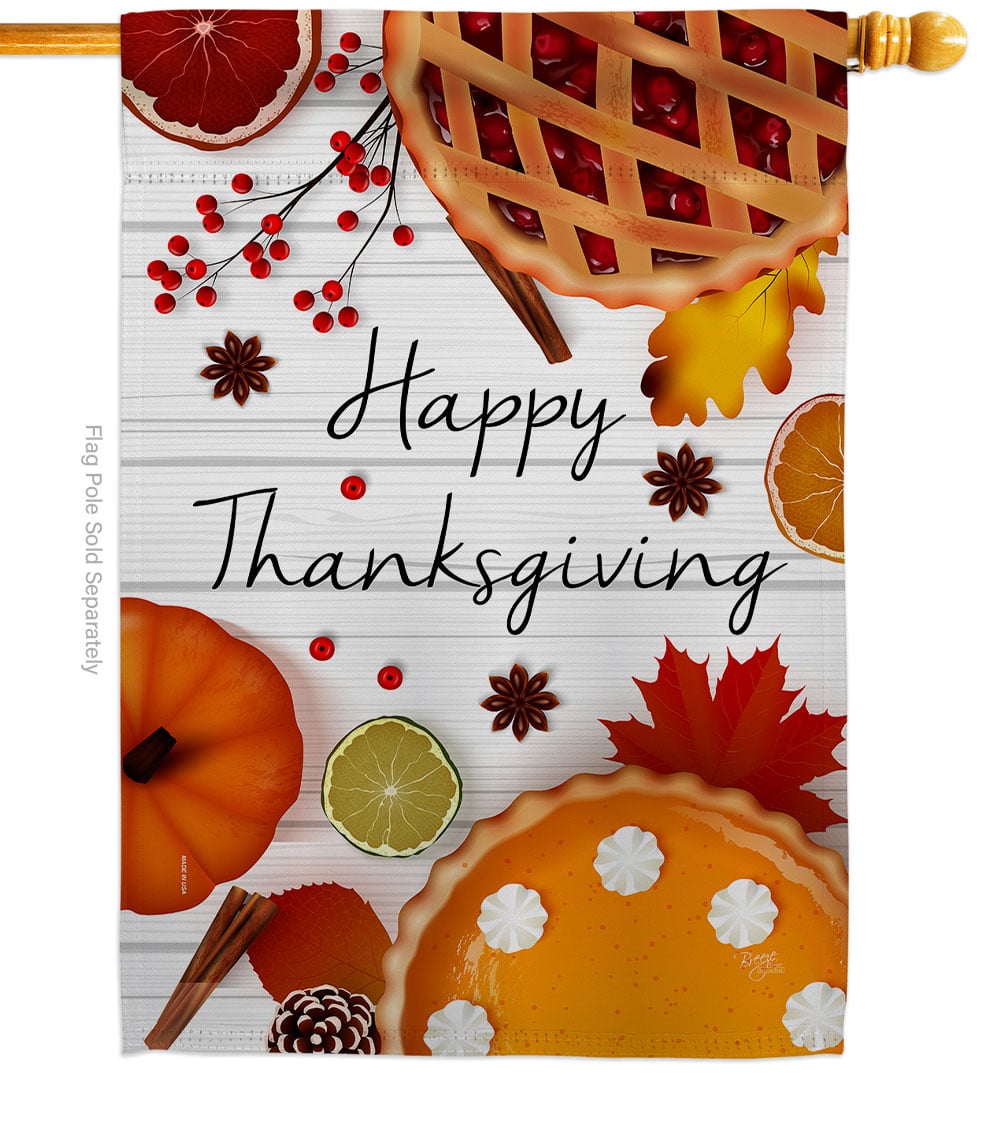 Thanksgiving Pies House Flag Fall 28 x 40 in. Double-Sided Decorative Vertical Flags for Decoration Banner Garden Yard Gift