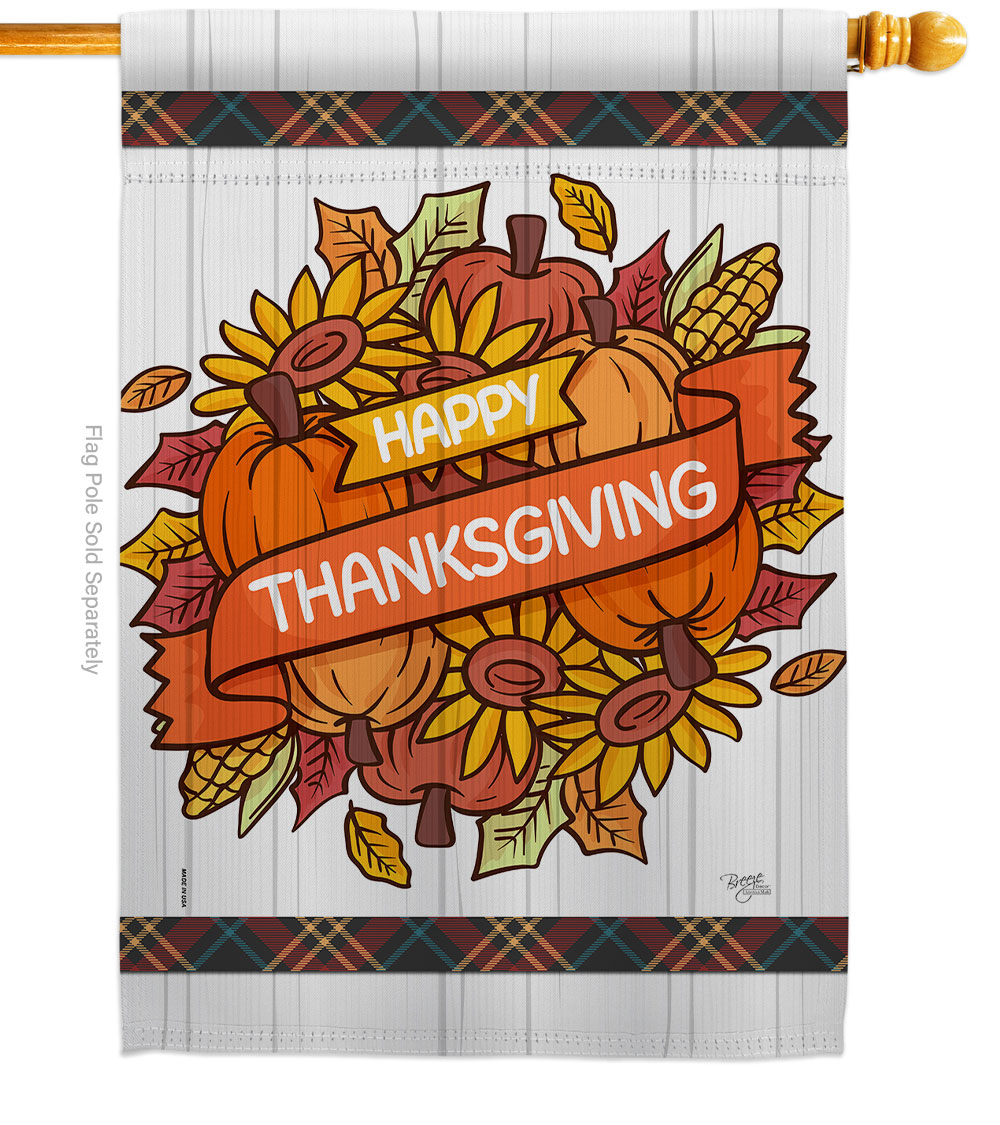 H113088-BO Grateful Thanksgiving House Flag Fall 28 x 40 in. Double-Sided Decorative Vertical Flags for Decoration Banner Garden Yard Gift
