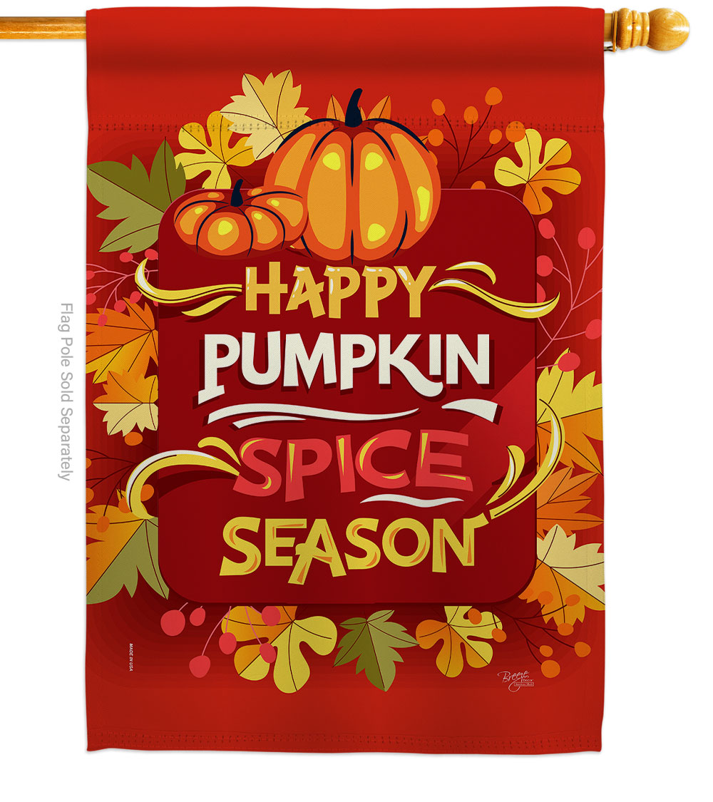 H113090-BO Pumpkin Spice House Flag Fall Harvest & Autumn 28 x 40 in. Double-Sided Decorative Vertical Flags for Decoration Banner Garden Yard Gift