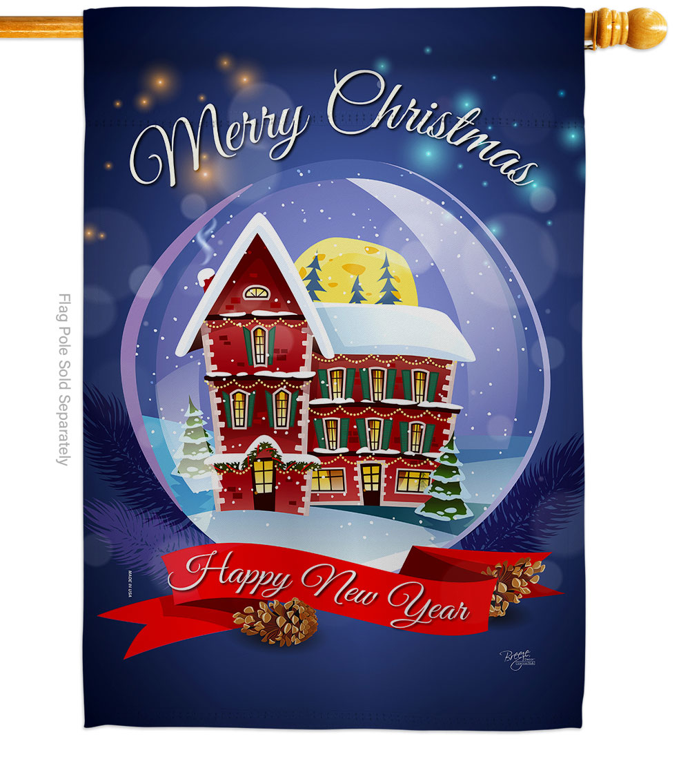 H114220-BO Winter Home Snowglobe House Flag Christmas 28 x 40 in. Double-Sided Decorative Vertical Flags for Decoration Banner Garden Yard Gift