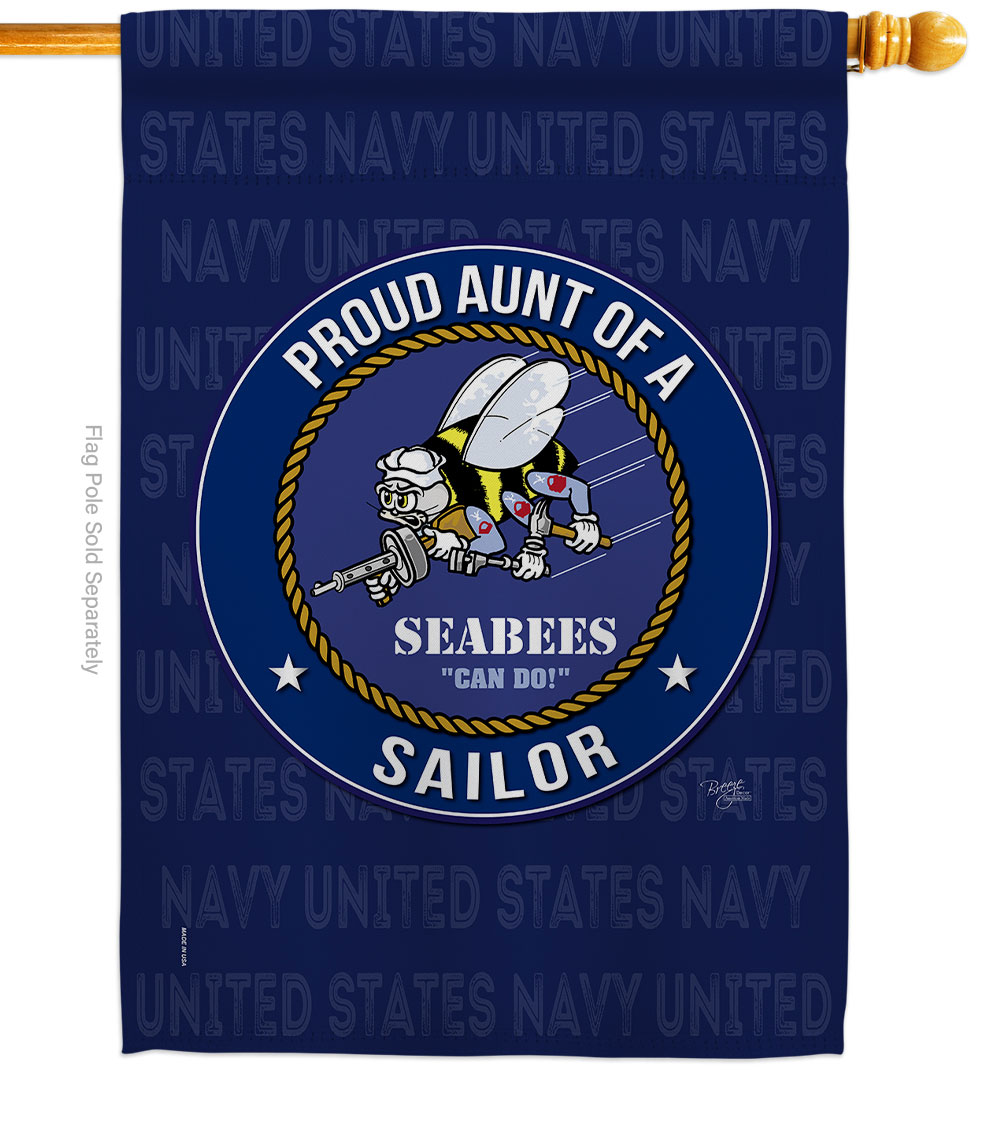 Seabees Proud Aunt Sailor House Flag Armed Forces Navy 28 x 40 in. Double-Sided Decorative Vertical Flags for Decoration Banner Garden Yard Gift