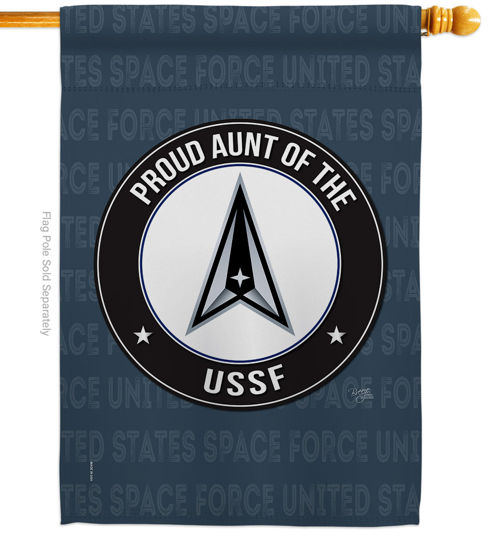 Proud Aunt USSF House Flag Armed Forces Space Force 28 x 40 in. Double-Sided Decorative Vertical Flags for Decoration Banner Garden Yard Gift