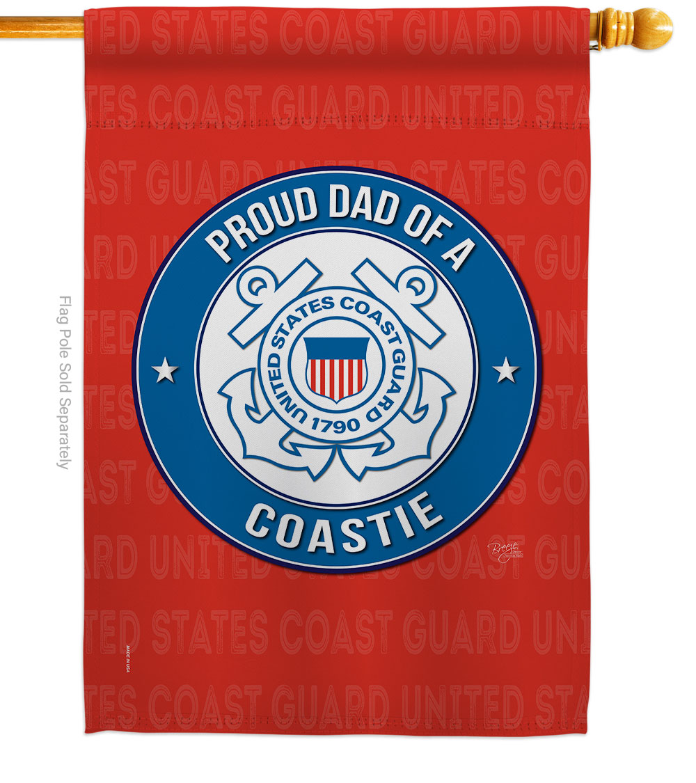 Proud Dad Coastie House Flag Armed Forces Coast Guard 28 x 40 in. Double-Sided Decorative Vertical Flags for Decoration Banner Garden Yard Gift