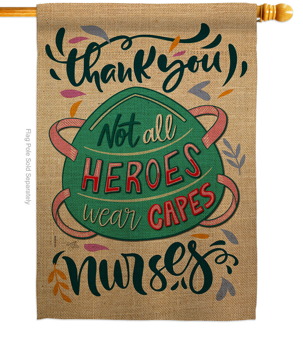 Thank you Nurses House Flag Expression Inspirational 28 x 40 in. Double-Sided Decorative Vertical Flags for Decoration Banner Garden Yard Gift