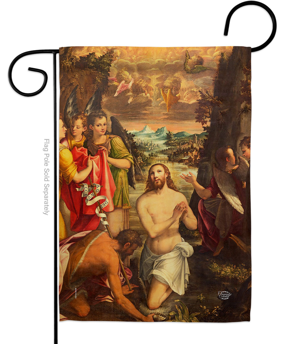 G192377-BO 13 x 18.5 in. Baptism of Christ Garden Flag with Religious Faith Double-Sided Decorative Vertical House Decoration Banner Yard Gift