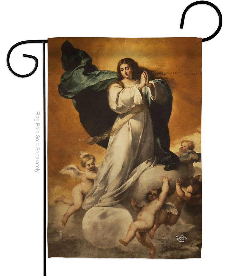 13 x 18.5 in. Immaculate Conception With Angels Garden Flag with Religious Faith Double-Sided Decorative Vertical House Decoration Banner Yard Gift