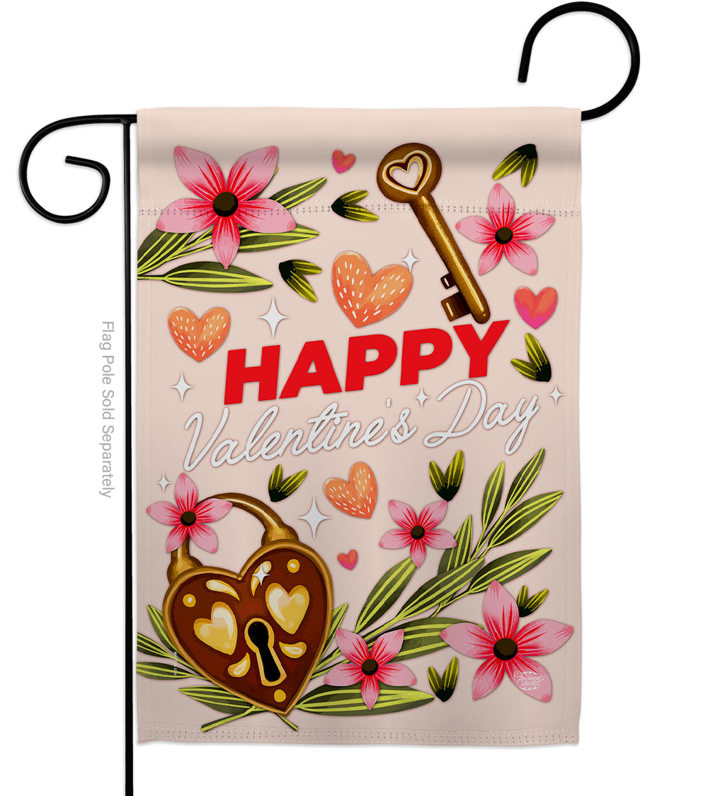 G192395-BO 13 x 18.5 in. Heart & Luck Garden Flag with Spring Valentines Double-Sided Decorative Vertical House Decoration Banner Yard Gift