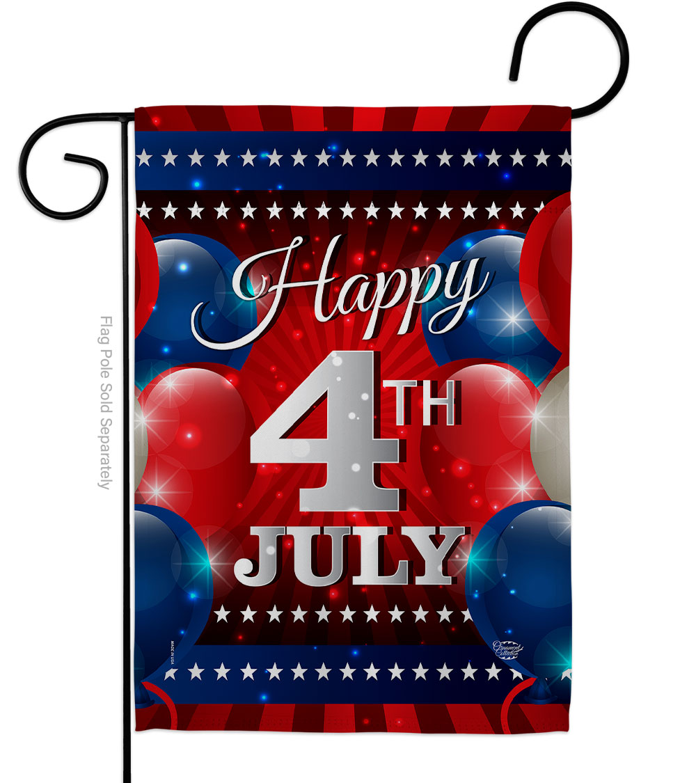 13 x 18.5 in. 4th July Balloon Garden Flag with Patriotic Fourth of Double-Sided Decorative Vertical House Decoration Banner Yard Gift