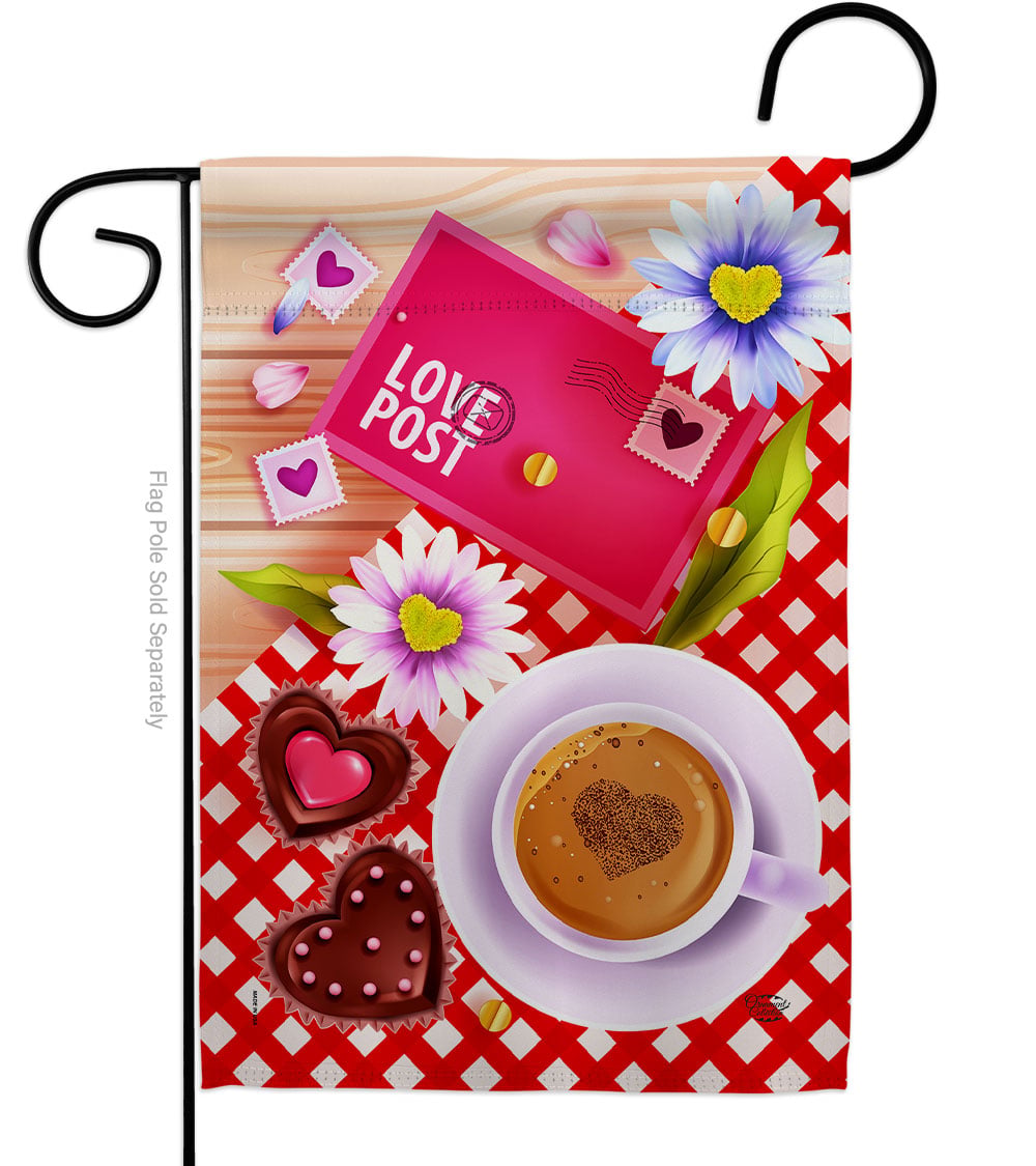 13 x 18.5 in. Love Postage Garden Flag with Spring Valentines Double-Sided Decorative Vertical House Decoration Banner Yard Gift