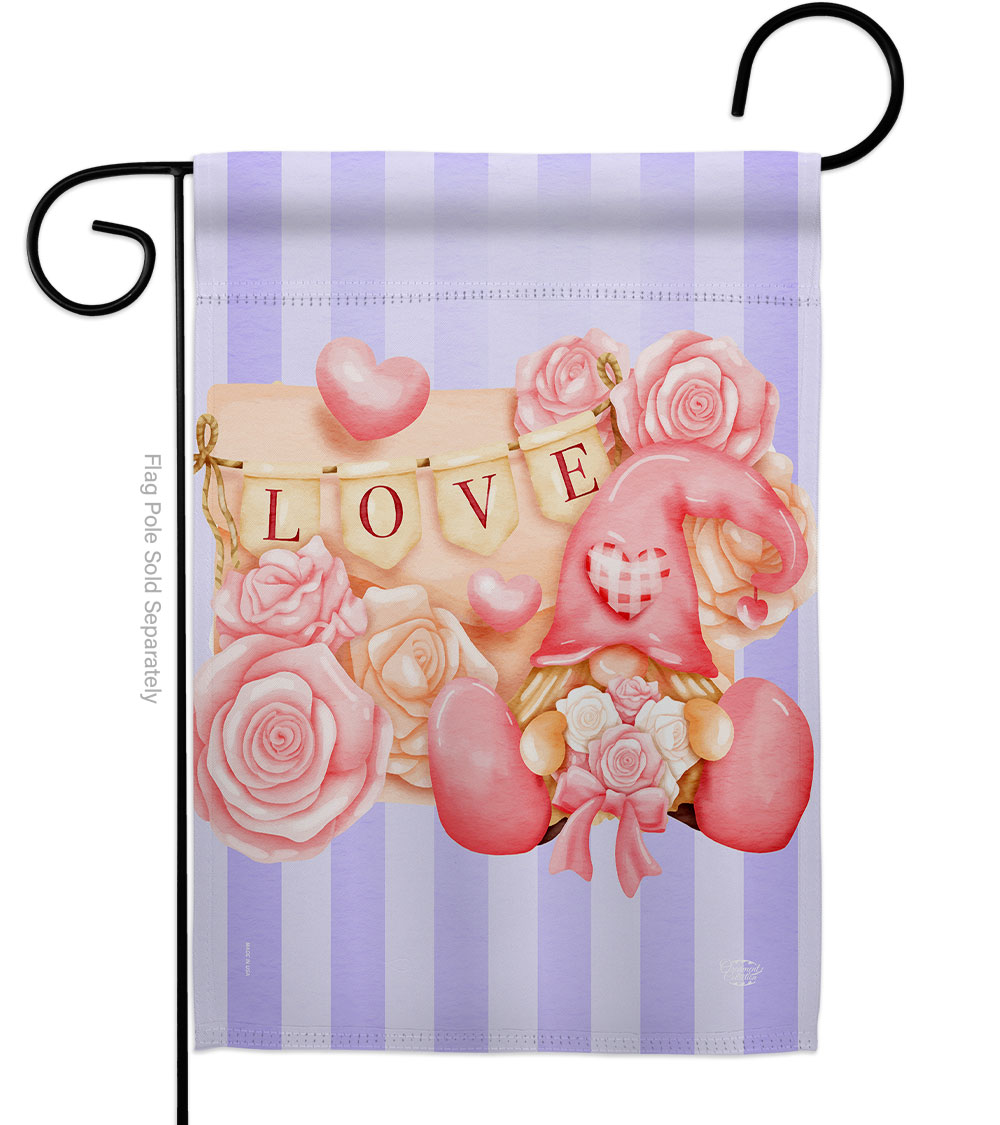 G192409-BO 13 x 18.5 in. Love Gnome Garden Flag with Spring Valentines Double-Sided Decorative Vertical House Decoration Banner Yard Gift