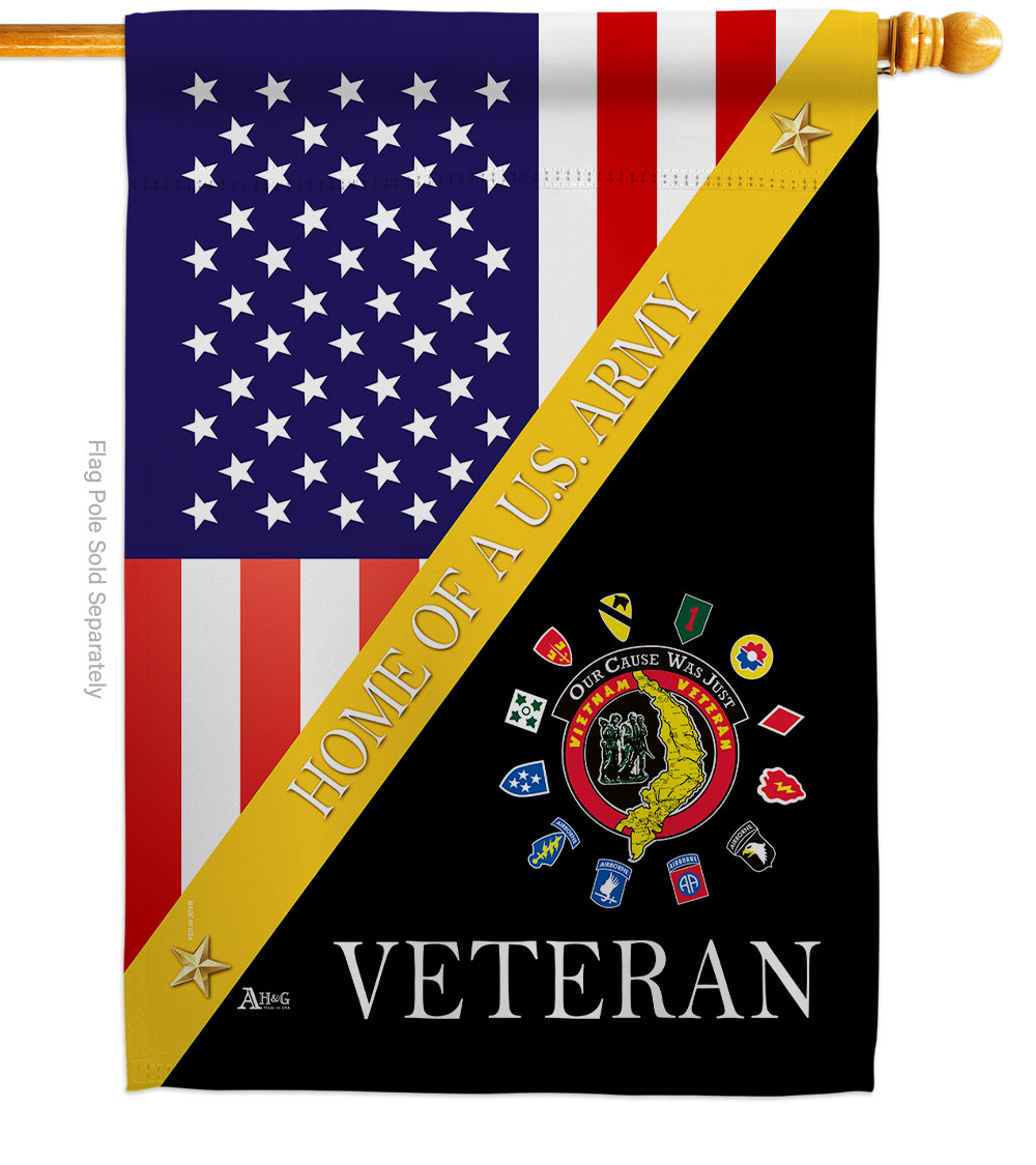 28 x 40 in. Home of Vietnam Veterans House Flag with Armed Forces Army Double-Sided Decorative Vertical Decoration Banner Garden Yard Gift