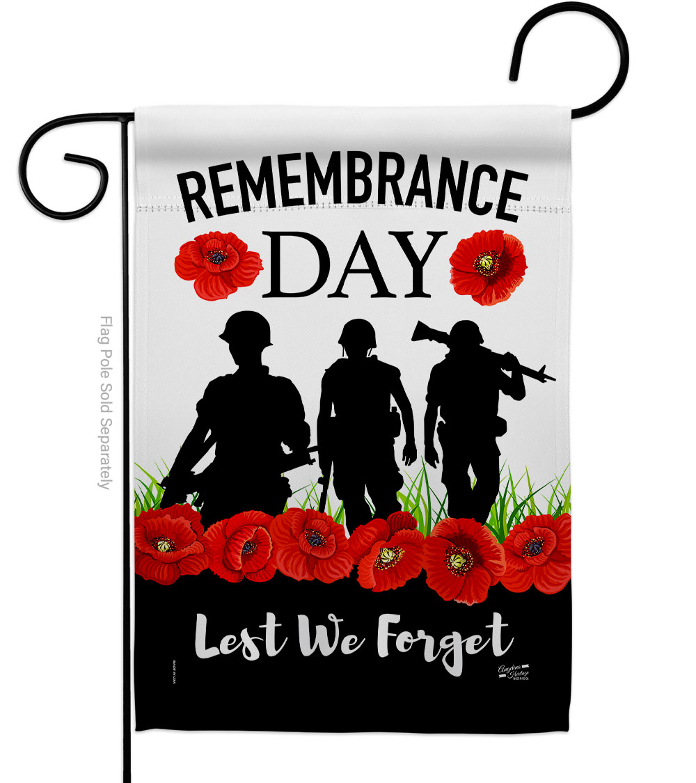 13 x 18.5 in. Lest We Forget Garden Flag with Armed Forces Veterans Day Double-Sided Decorative Vertical House Decoration Banner Yard Gift