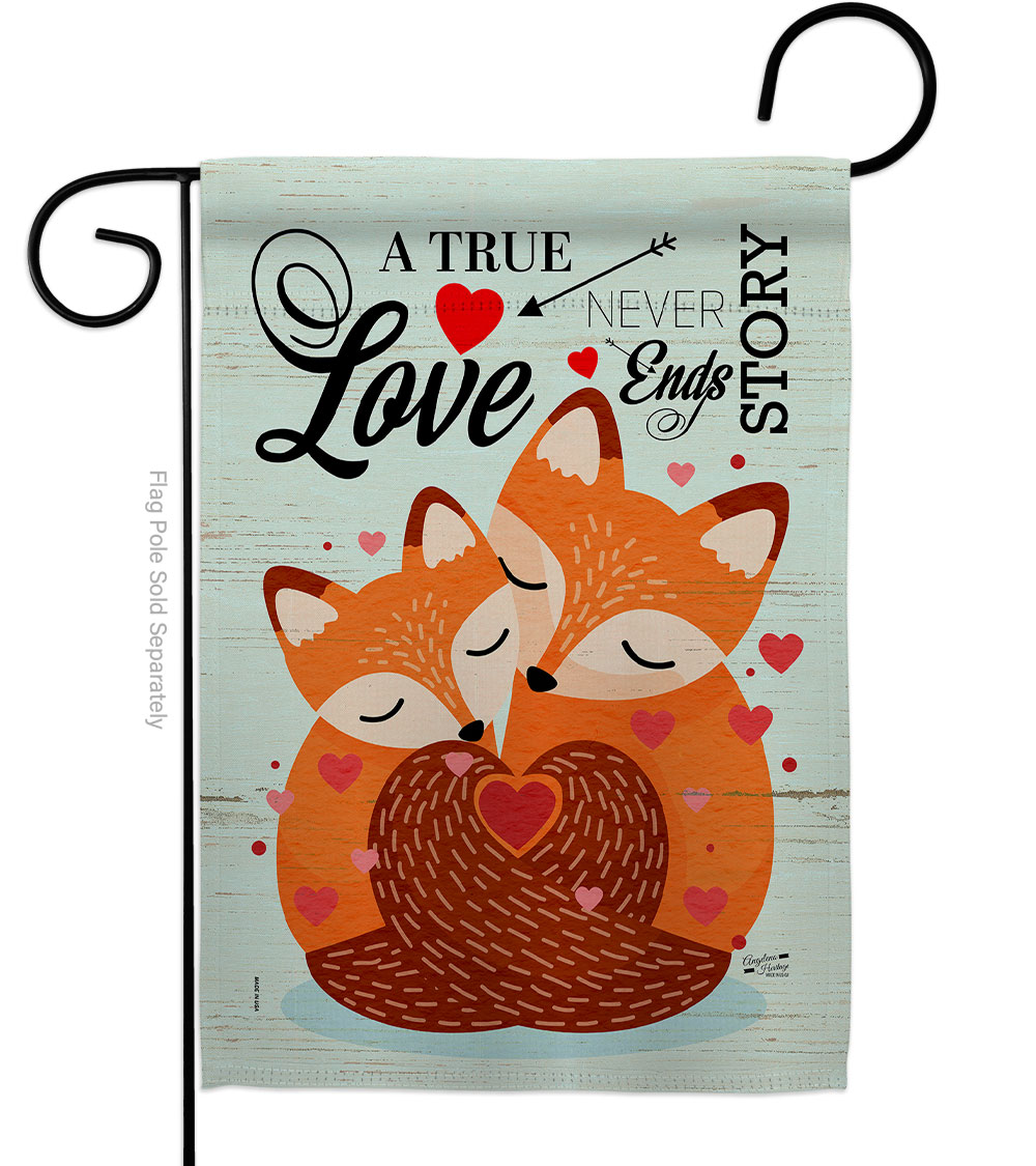 G135390-BO 13 x 18.5 in. Foxes Love Garden Flag with Spring Valentines Double-Sided Decorative Vertical House Decoration Banner Yard Gift
