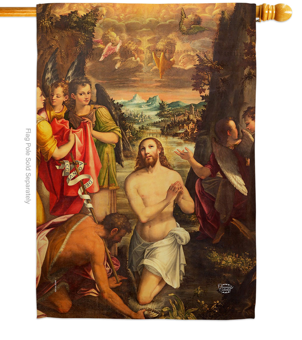 H192377-BO 28 x 40 in. Baptism of Christ House Flag with Religious Faith Double-Sided Decorative Vertical Decoration Banner Garden Yard Gift