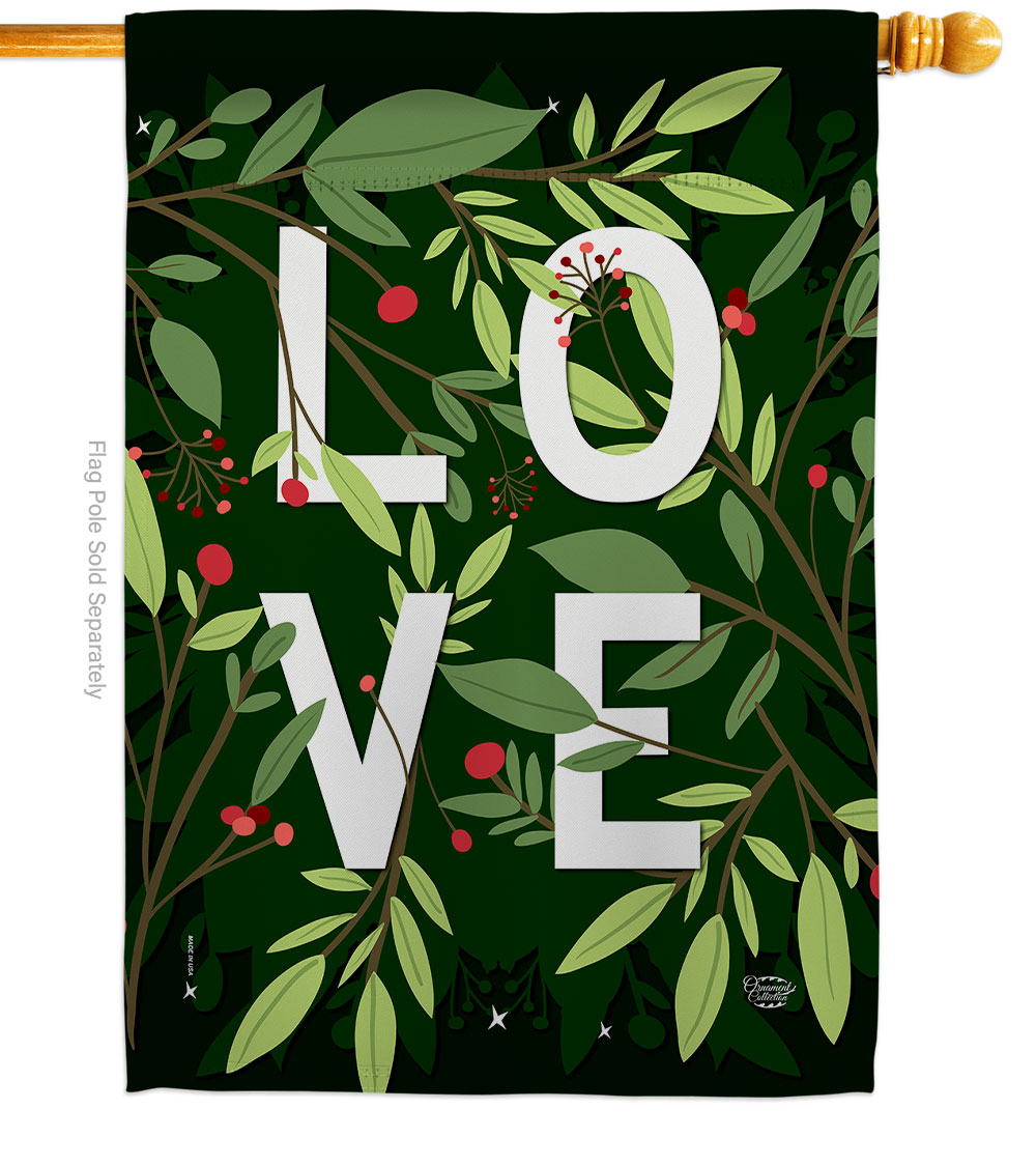 28 x 40 in. LOVE House Flag with Spring Valentines Double-Sided Decorative Vertical Decoration Banner Garden Yard Gift