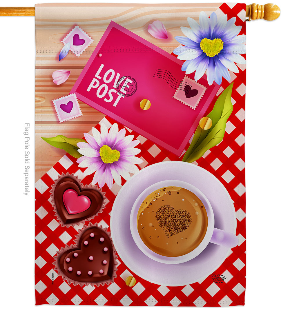28 x 40 in. Love Postage House Flag with Spring Valentines Double-Sided Decorative Vertical Decoration Banner Garden Yard Gift