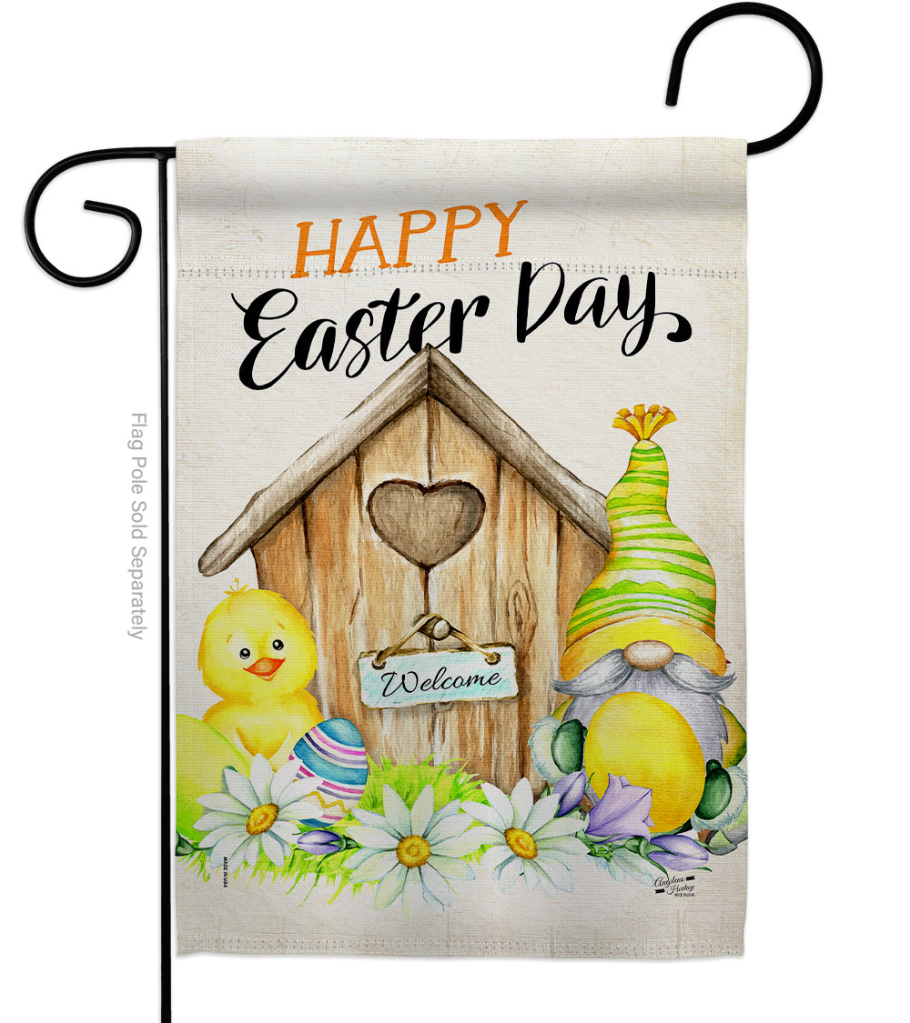 G135391-BO 13 x 18.5 in. Easter Gnome Garden Flag with Spring Double-Sided Decorative Vertical House Decoration Banner Yard Gift