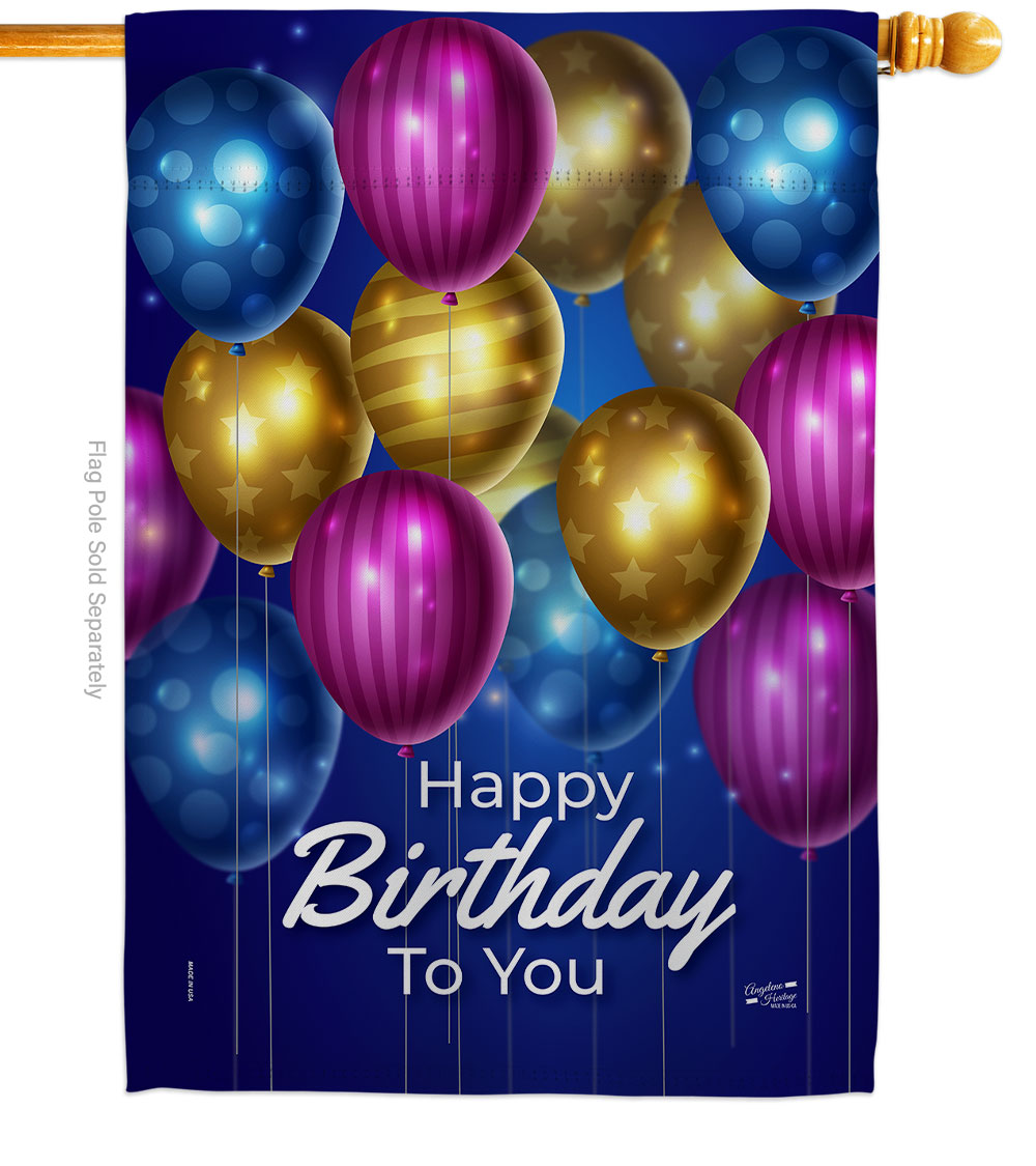 28 x 40 in. Brighten Birthday House Flag with Celebration Double-Sided Decorative Vertical Decoration Banner Garden Yard Gift