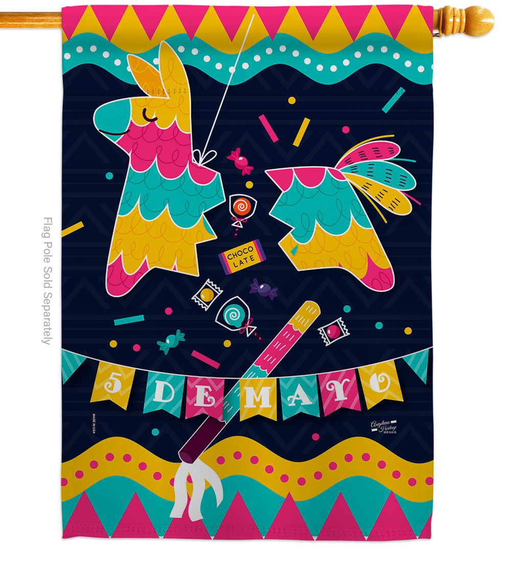 28 x 40 in. 5th De Mayo House Flag with Summer Cinco Double-Sided Decorative Vertical Decoration Banner Garden Yard Gift