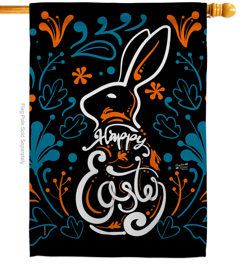 28 x 40 in. Colorful Bunny House Flag with Spring Easter Double-Sided Decorative Vertical Decoration Banner Garden Yard Gift