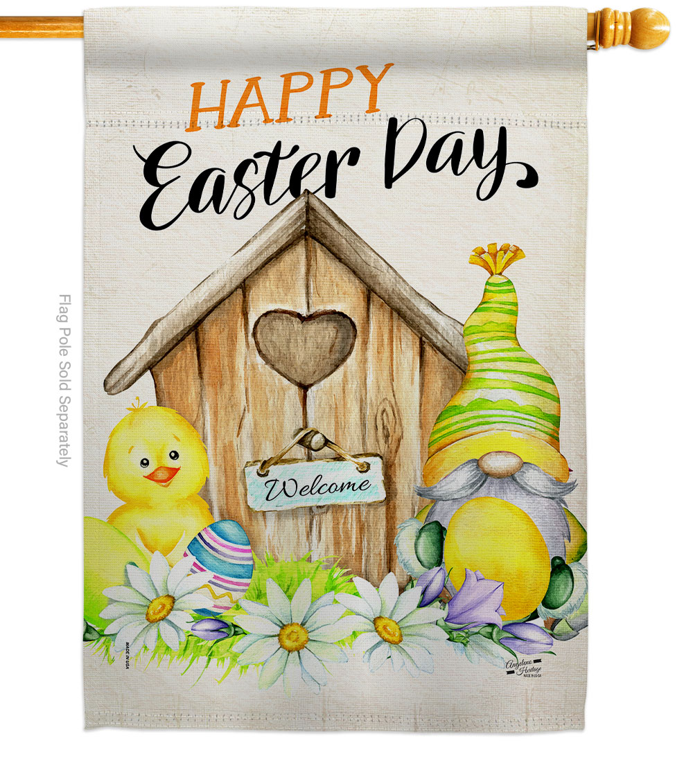 28 x 40 in. Easter Gnome House Flag with Spring Double-Sided Decorative Vertical Decoration Banner Garden Yard Gift