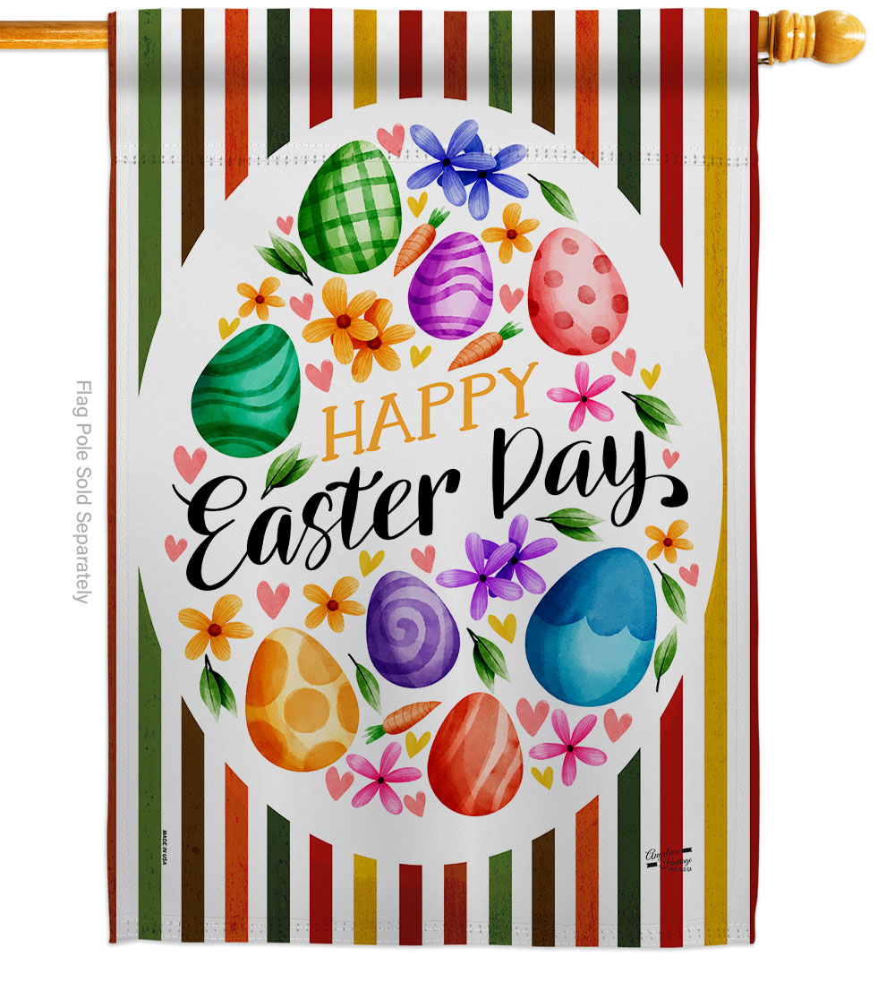 28 x 40 in. Eggs Collage House Flag with Spring Easter Double-Sided Decorative Vertical Decoration Banner Garden Yard Gift