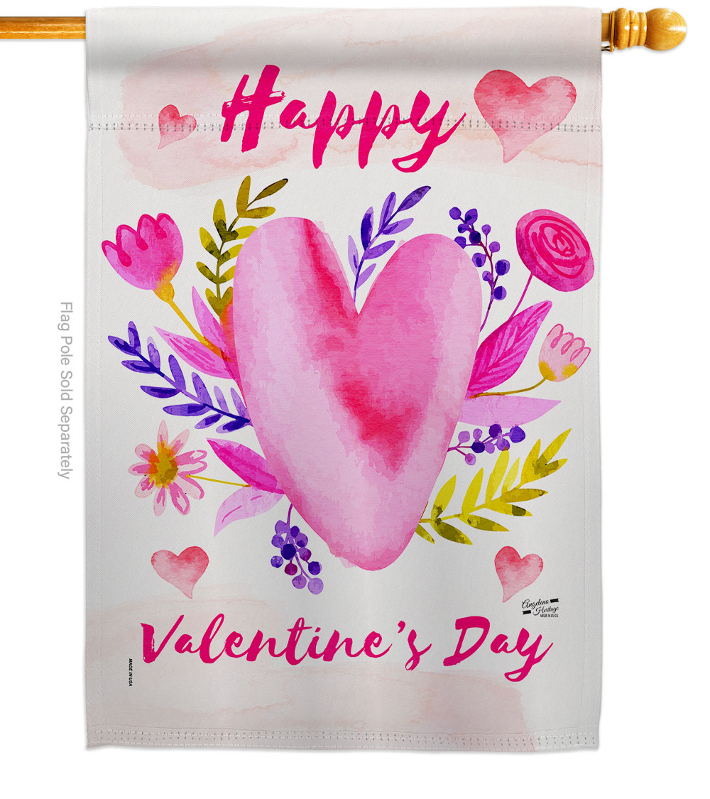 28 x 40 in. Valentines Bouquet House Flag with Spring Double-Sided Decorative Vertical Decoration Banner Garden Yard Gift