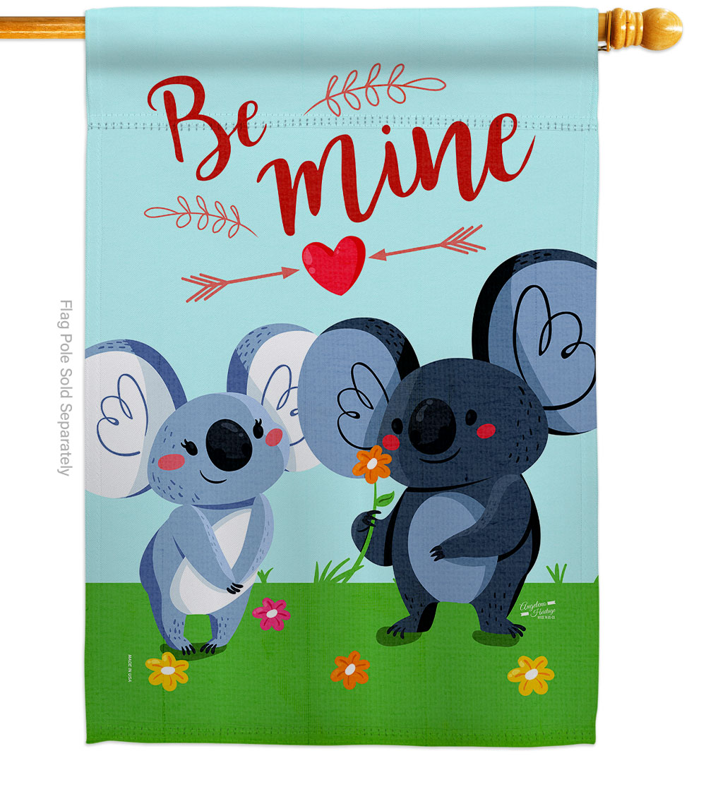 H137394-BO 28 x 40 in. Koala Couples House Flag with Spring Valentines Double-Sided Decorative Vertical Decoration Banner Garden Yard Gift