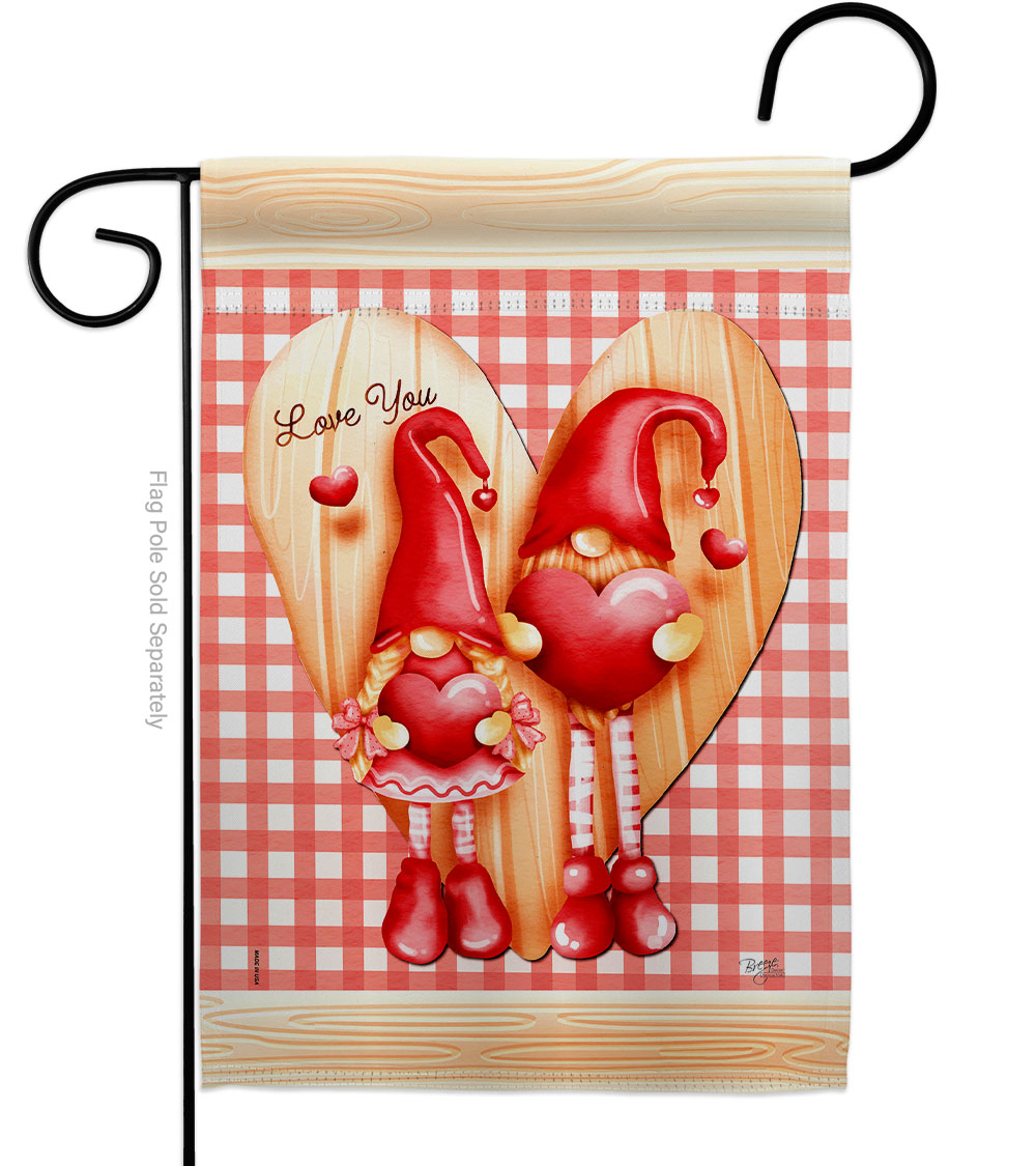 G151068-BO 13 x 18.5 in. Gnome Love Garden Flag with Spring Valentines Double-Sided Decorative Vertical House Decoration Banner Yard Gift