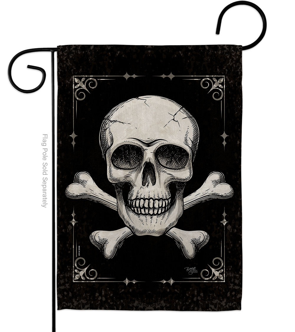 13 x 18.5 in. Skull Garden Flag with Coastal Pirate Double-Sided Decorative Vertical House Decoration Banner Yard Gift