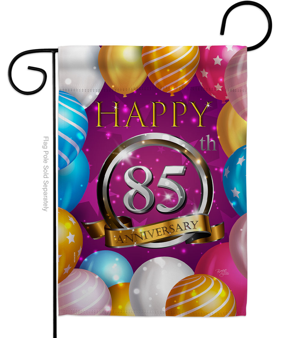 G165200-BO 13 x 18.5 in. Happy 85th Anniversary Garden Flag with Celebration Double-Sided Decorative Vertical House Decoration Banner Yard Gift