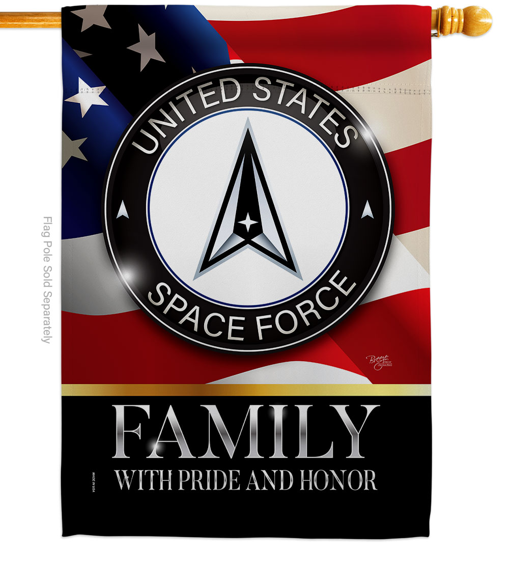 28 x 40 in. US Space Force Family Honor House Flag with Armed Forces Double-Sided Decorative Vertical Decoration Banner Garden Yard Gift