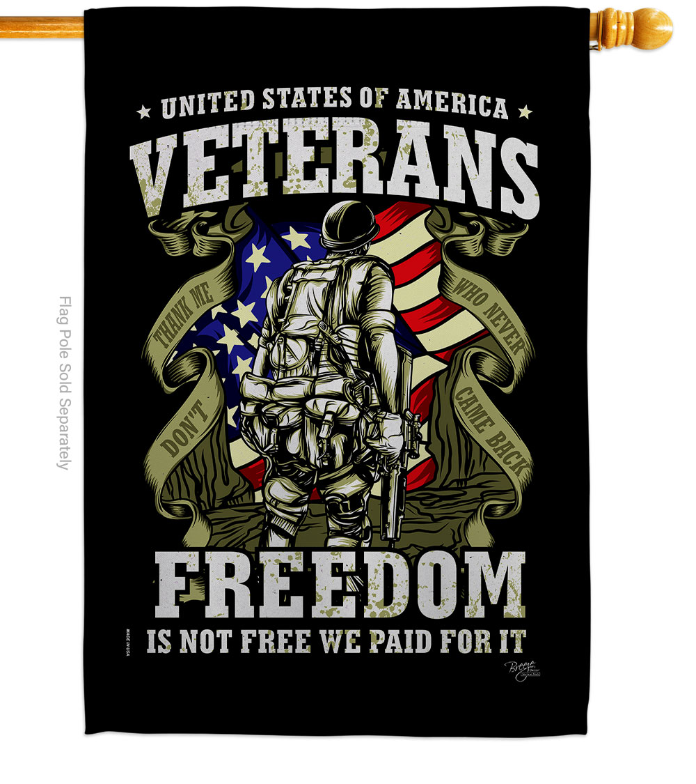 28 x 40 in. Veterans Freedom House Flag with Armed Forces Day Double-Sided Decorative Vertical Decoration Banner Garden Yard Gift