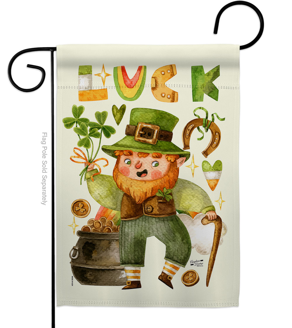 G135402-BO 13 x 18.5 in. Leprechaun Luck Garden Flag with Spring St. Patrick Double-Sided Decorative Vertical Flags House Decoration Banner Yard Gift