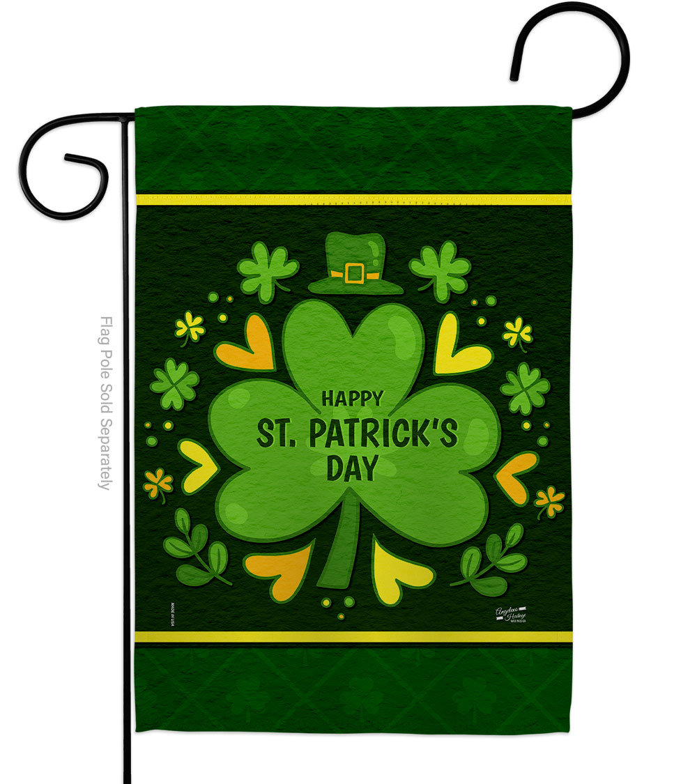 G135404-BO 13 x 18.5 in. St. Pats Clover Garden Flag with Spring Patrick Double-Sided Decorative Vertical Flags House Decoration Banner Yard Gift
