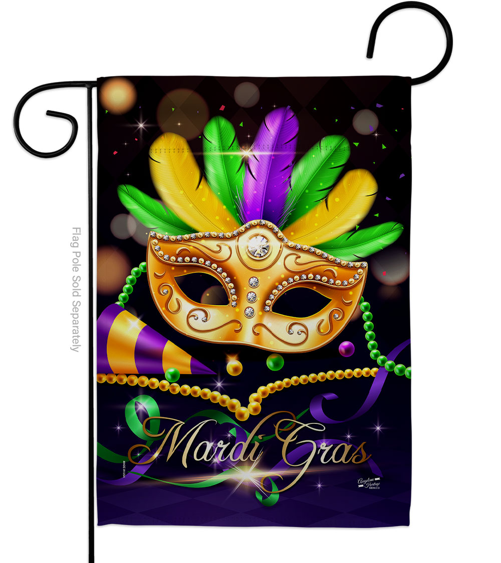 13 x 18.5 in. Mardi Gras Party Garden Flag with Spring Double-Sided Decorative Vertical Flags House Decoration Banner Yard Gift