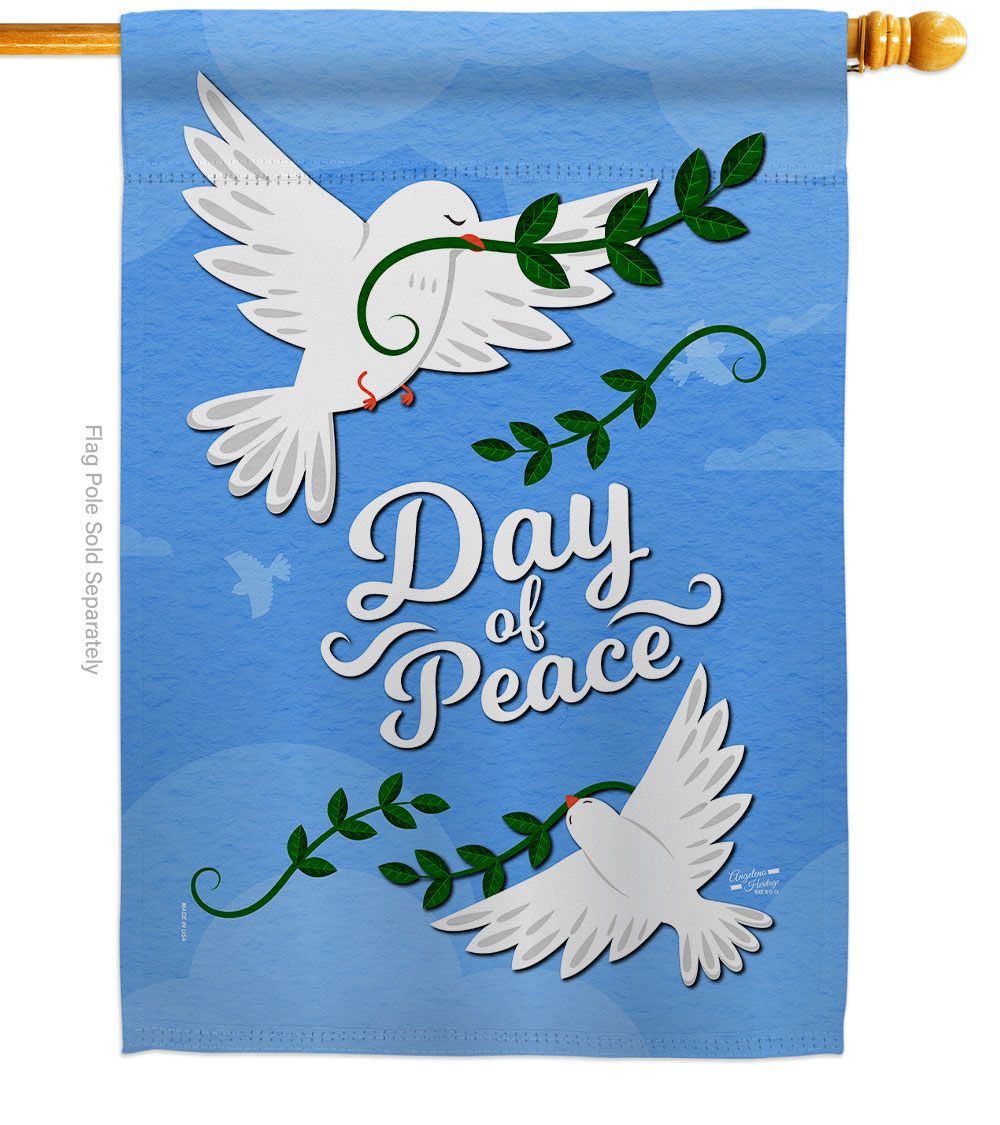 28 x 40 in. Day of Peace House Flag with Expression Inspirational Double-Sided Decorative Vertical Flags Decoration Banner Garden Yard Gift