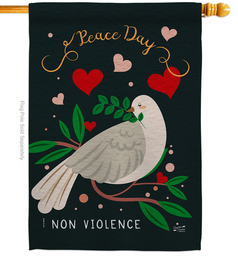 28 x 40 in. Peace No Violence House Flag with Expression Inspirational Double-Sided Decorative Vertical Flags Decoration Banner Garden Yard Gift