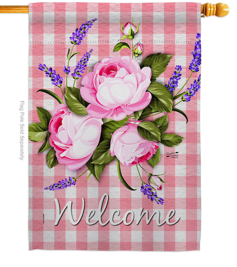 28 x 40 in. Roses House Flag with Spring Floral Double-Sided Decorative Vertical Flags Decoration Banner Garden Yard Gift
