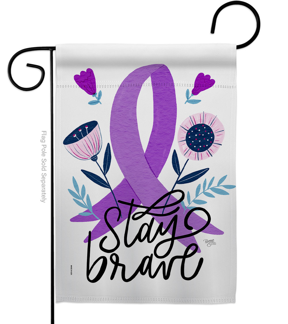 G165205-BO 13 x 18.5 in. Stay Brave Garden Flag with Support Awareness Double-Sided Decorative Vertical Flags House Decoration Banner Yard Gift