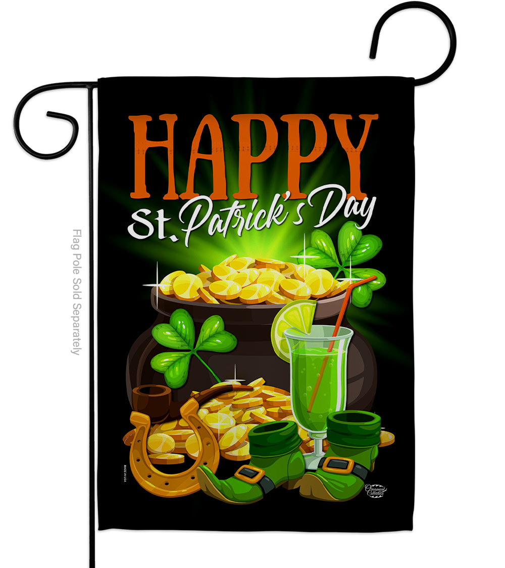 13 x 18.5 in. Happy Saint Patrick Day Garden Flag with Spring St. Double-Sided Decorative Vertical Flags House Decoration Banner Yard Gift