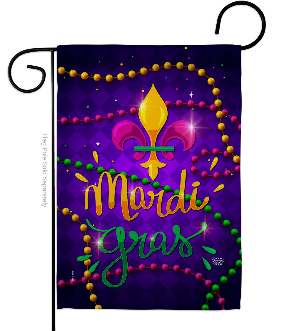 13 x 18.5 in. Mardi Gras Beads Garden Flag with Spring Double-Sided Decorative Vertical Flags House Decoration Banner Yard Gift