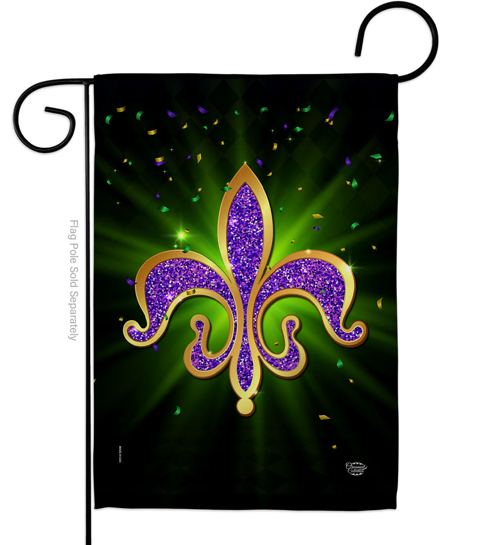 13 x 18.5 in. Fleur De Lis Garden Flag with Spring Mardi Gras Double-Sided Decorative Vertical Flags House Decoration Banner Yard Gift