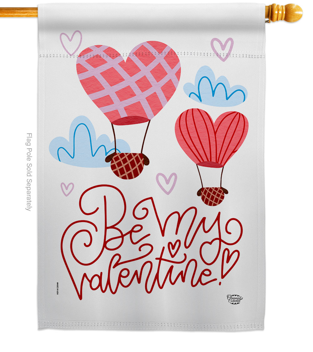 28 x 40 in. Be My Valentine House Flag with Spring Valentines Double-Sided Decorative Vertical Flags Decoration Banner Garden Yard Gift