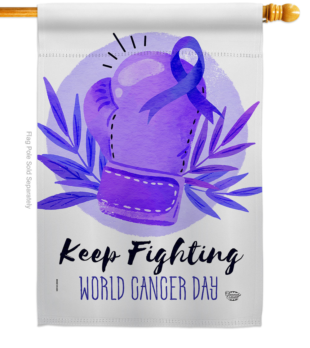 H192418-BO 28 x 40 in. Keep Fighting House Flag with Support Awareness Double-Sided Decorative Vertical Flags Decoration Banner Garden Yard Gift