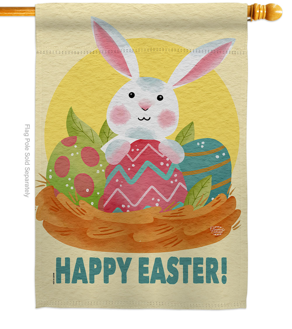 28 x 40 in. Easter Bunny Fun House Flag with Spring Double-Sided Decorative Vertical Flags Decoration Banner Garden Yard Gift